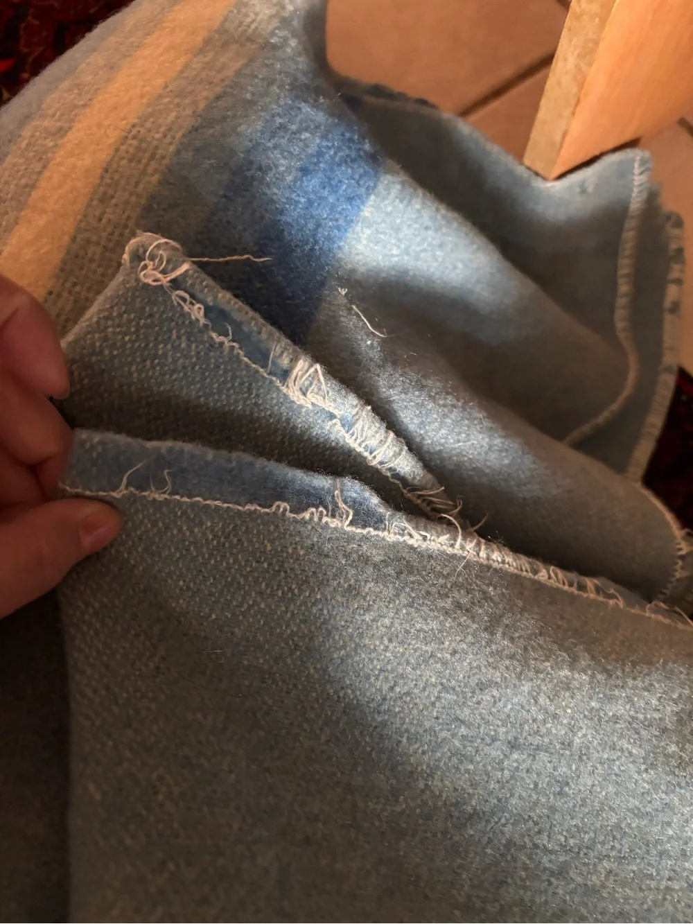 Vintage blue Striped Blanket